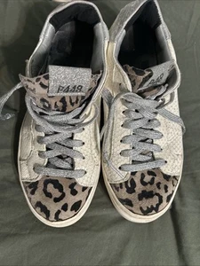 P448 Damen Sneaker John Weiß Leopardenmuster Leder Schuhe Gr. 38 / 7,5 - Bild 1 von 6
