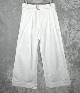 Ulla Johnson Hose Damen 6 weiß Kori hoher Bund weites Bein Plissee Gürtel Leinen - Bild 1 von 16