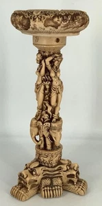 CINNABRIO TALLADO FAMILIA MANDARINA FIGURA CENICERO CUENCO Y SOPORTE RESINA ASIÁTICA Italia - Imagen 1 de 16