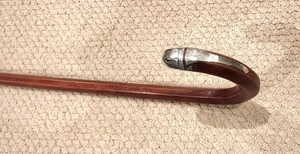 Hallmarked Sterling Silver Antique Hardwood Walking Stick Vintage Cane 36" - Picture 1 of 7