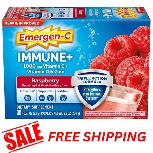 Suplemento dietético Emergen-C 1000 mg vitamina C más vitamina D zinc frambuesa 30 Foto 1 de 4