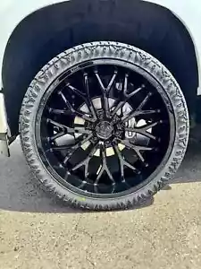 24x10 TIS 565B GLOSS BLACK WHEELS RIMS AT TIRES CHEVY GMC YUKON SILVERADO Z71 RS - Picture 1 of 3