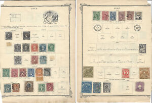 1867-1900 CHILE STAMP LOT ON ALBUM PAGE (FRONT AND BACK)