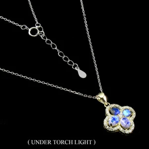 925 Argento Sterling Collana Ovale Pietra di Luna 5x4mm Cz Gemma Gioielli 43.2cm - Foto 1 di 9