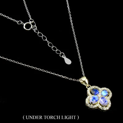 925 Argento Sterling Collana Ovale Pietra di Luna 5x4mm Cz Gemma Gioielli 43.2cm - Immagine 1 di 4