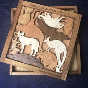Animals of Australia wood brain teaser puzzle - unique, beautiful & challenging - Picture 1 of 1