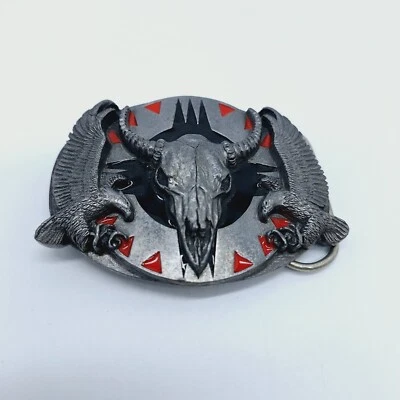 Siskiyou Cinturón Hebilla Búfalo Calavera Águila Calva Exterior 3D Peltre Suroeste Foto 1 de 4