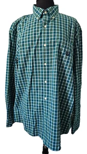 CHAPS Easy Care Shirt Mens Green Plaid Long Sleeve Button X-Large - Picture 1 of 8