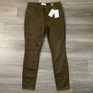 Frame Jeans Damen Größe 28 dunkeloliv Le High Skinny beschichtet Denim Stretch - Bild 1 von 16