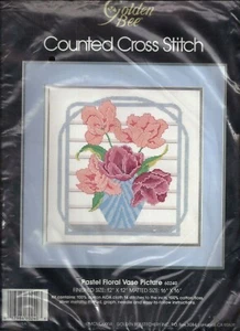 Golden Bee TULIPS Pastel Floral Vase Cross Stitch Kit 12 x 12 New Sealed - Picture 1 of 2