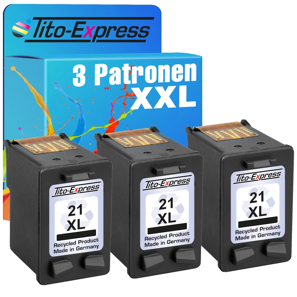3x Patrone Black HP 21 XL Patrone Deskjet F378 F2275 F2280 F2288 F2290 F2291 - Bild 1 von 2