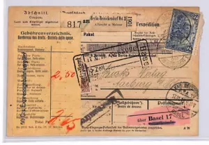GERMANY Parcel Post EXPRESS Card 2m Berlin-Reinickendorf 1919 Switzerland YG284 - Picture 1 of 12