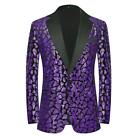 Men's Triangle Sequins Suit Jacket Single-breasted Coat Party Banquet Costumes