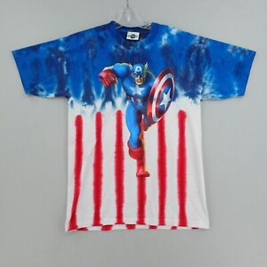 Vintage Marvel Captain American Universal Studios Shirt  Medium USA Tie Dye Y2K