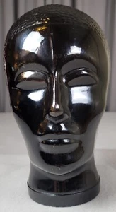 60er Vintage Mid Century Mod schwarzes Kunstglas lebensgroßer Hohlkopf - Bild 1 von 9