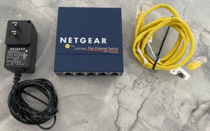 Netgear 5 Port Fast Ethernet Network Switch FS105 v2 + Power Adapter FREE SHIP - Picture 1 of 6