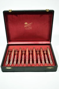 12Teile Wilkens JUGENDSTIL Art Nouveau Silber Gold Obstbesteck ° orig. Kasten - Bild 1 von 10