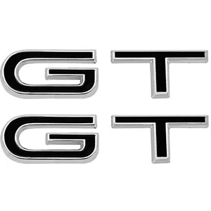 1967 Cougar Mustang Fender GT Emblems Chrome & Black Metal 4 Pieces w/Fasteners - Picture 1 of 1