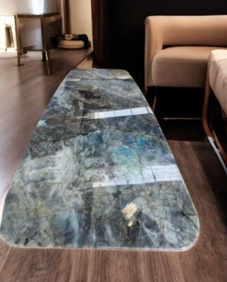 72"x36" Labradorite Dining Table Gemstone Counter Desk Table Office Meeting Deco - Image 1 of 4