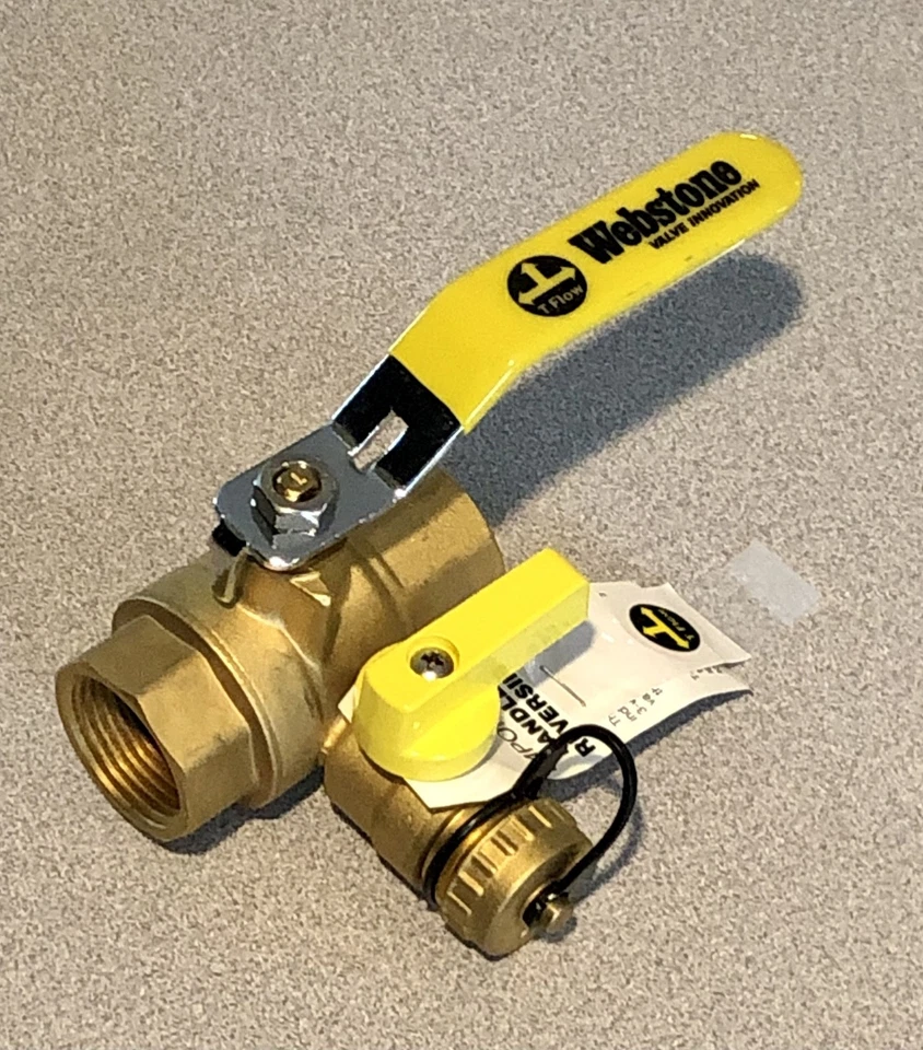 WEBSTONE 40614 LL латунь со сливом 3-сторонний IPS x шланг крышка 1 в трубе - Изображение 1 из 4