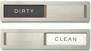 Dishwasher Magnet Clean Dirty Sign, Kubik Letters Premium Stainless Steel Grade - Picture 1 of 12