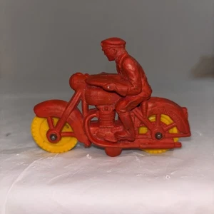 AUBURN Gummi Vintage rot Polizei Harley Motorrad gelb Räder Fahrer 3 & 3/4" - Bild 1 von 5