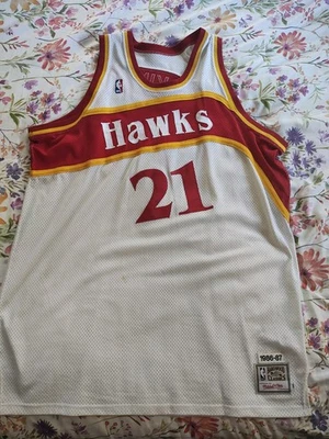 Camiseta Auténtica Mitchell And Ness 1986 Dominique Wilkins Talla 54 Atlanta Hawks Foto 1 de 4