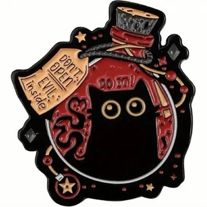 Don’t Open, Evil Inside! Enamel Pin - Do It! Sinister Kitty In Bottle Black Cat - Picture 1 of 5