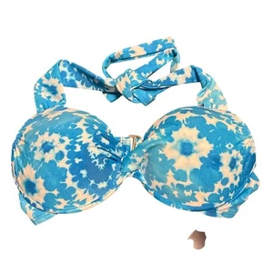 Neu mit Etikett Bisou Bisou blau weiß Blumen Bikini Oberteil Badeanzug tropisch Urlaub Gr. Large - Bild 1 von 4