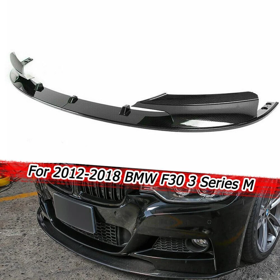 Carbon Fiber Look Front Lip for 2012-2018 BMW F30 328i 3 Series M Sport 2PC - Image 1 of 4