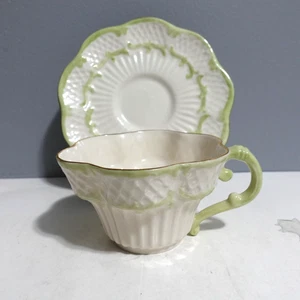 Belleek Retrospect Erne Teacup And Saucer - Picture 1 of 8