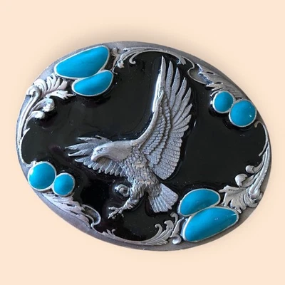 SISKIYOU Vintage 1994 Águila Turquesa Esmalte H-7 Hebilla de Cinturón Oeste EE. UU. Foto 1 de 4