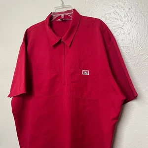Ben Davis Shirt Mens 3XL Red 1/4 Zip Short Sleeve Mechanic Garage Vintage USA - Picture 1 of 13