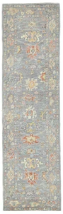 Handspun Wool Oushak Runner Rug 3X12 ft Muted Floral Oriental Hallway Carpet - Picture 1 of 12