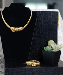 NEW 18kt Gold Pltd Camrose & Kross JBK Omega Necklace & Bracelet SET Exquisite! - Picture 1 of 11