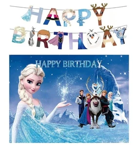 Frozen birthday banner card decoration frozen party backdrops balloons foil set - Picture 1 of 11