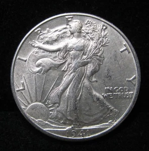 1941-D WALKING LIBERTY HALF DOLLAR - LOOKS AU+ - FREE SHIPPING - Picture 1 of 2