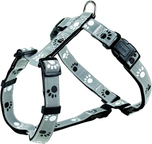 12232 Silver Reflect - Pettorina Ad H per Cani, Nero/Grigio Argento, Taglia S/M - Foto 1 di 12