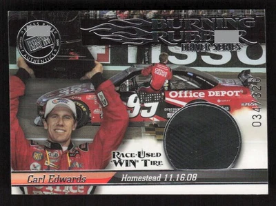 Carl Edwards 2009 Press Pass Eclipse Burning Rubber Race Win Used Tire Card /320 - Image 1 of 2