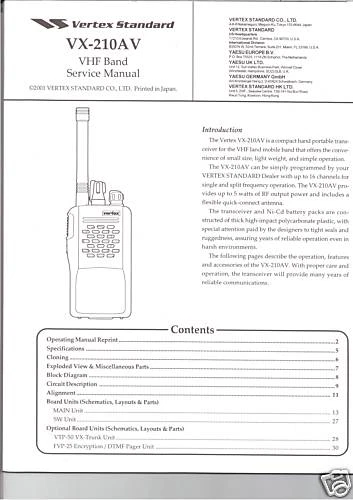 NEW Yaesu VX-210AV VHF band Service Manual in English - Image 1 of 1