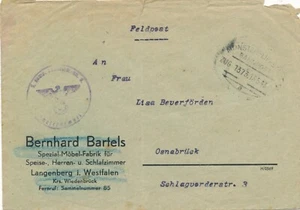 Feldpostbrief 1943 - Eisenbahn - Zug 1373 - Münster - Lippstadt nach Danemark? - Bild 1 von 2