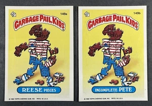 1986 Topps Garbage Pail Kids Series 4 REESE PIECES 149a & INCOMPLETE PETE 149b - Picture 1 of 2