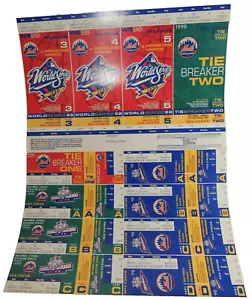 Biglietti NY METS 1998 Tiebreaker NLDS NLCS & WORLD SERIES lotto di 12 fogli NON TAGLIATI - Foto 1 di 9