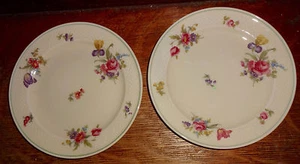 Vtg Thomas Ivory Bavaria Germany 03557 Floral 2 Dessert Plates Embossed Rim - Picture 1 of 2