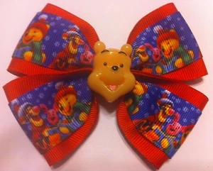 Mädchen Haarschleife 4" breit Winnie Puuh Weihnachten rotes Band französische Haarspange - Bild 1 von 3
