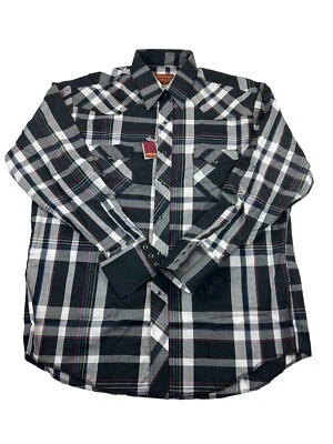 Vintage New With Tag Rustler X Long Tails Pearl Snap Mens 17.5  Black Colorful Foto 1 de 4