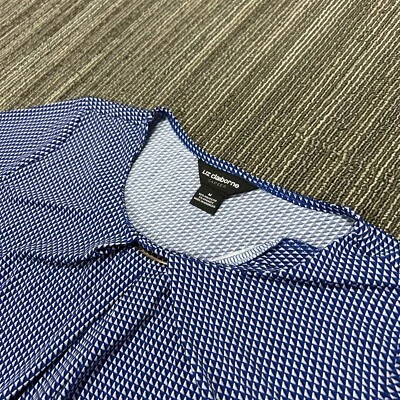 Blusa Top Liz Claiborne Carrera Mujer Mediana Azul Blanco Geométrica Ligera Foto 1 de 4