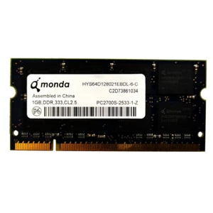 Qimonda 1GB PC-2700 333 MHz DDR SO-DIMM SDRAM Memory (HYS64D128021EBDL-6-C) - Picture 1 of 2