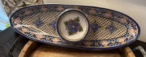 Pottery Barn Del Sol Melamina Ovale Chip & Dip Server NUOVO - Foto 1 di 3