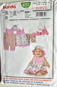 BURDA PATTERN 9712 DRESS JACKET PANTS INFANT SIZES 3M 6M 9M 12M 18M UNCUT - Picture 1 of 3